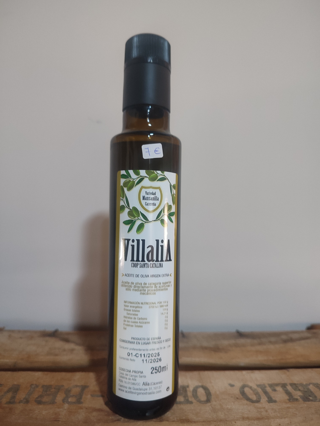 AOVE Villalia En Rama – Botella de Cristal 250 ml